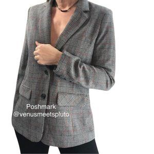Eden Society Stitch Fix Plaid Check Blazer Sz M Grey Red 2 Button Career